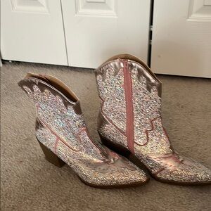 Glittery Pink Western Boots